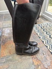 Leather Regent Black Long Riding Boots Size 6 Wide
