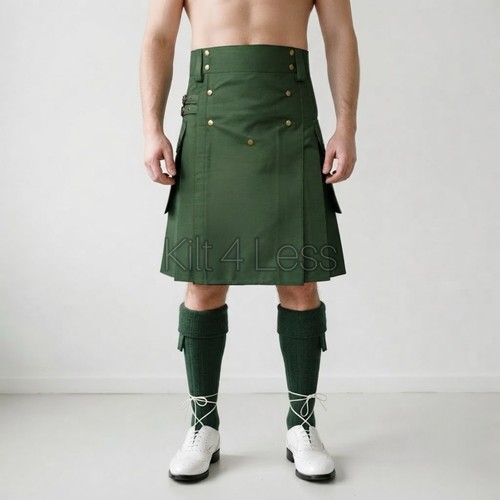 Olive green utility kilt for - olive,