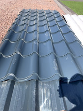 new polyester coated anthracite grey tile effect roofing sheets 8ft x 1.1 meter