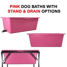 90L Dog Bath Tub Pink + Drain