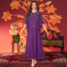 Women Long Dresses Muslim Kaftan Maxi Robe Abaya Jalabiya Dubai Party Prom Gown