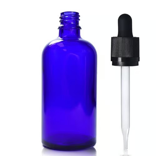 Blue glass bottles with - 5,