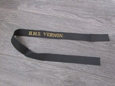 H.M.S Vernon Royal Navy Naval Cap Band Tally