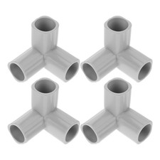 4 Pcs T Shaped PVC Pipe Fittings Tee Connectors for DIY PVC Furniture Grey