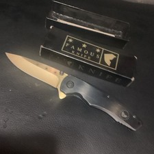 RARE Famous Stars And Straps Knife Travis Barker Blink 182 Gold Blade Vintage