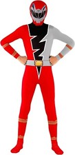 Kids Red Dino Fury Morphsuit Boys Power Rangers Superhero Fancy Dress Costume