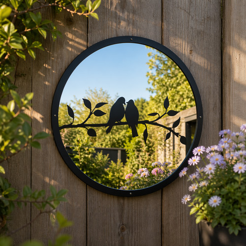 Suncatcher garden mirror - mirror, round