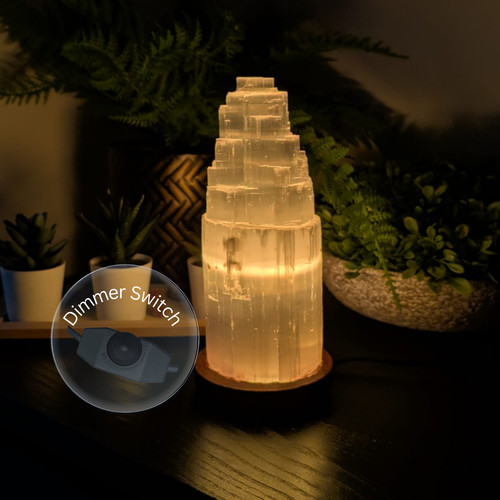 Selenite tower lamp 15cm with - selenite,