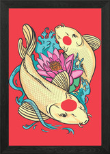 Koi Tancho japanese art Framed
