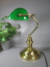 vintage gold green glass bankers lamp desk lamp desktop light lighting