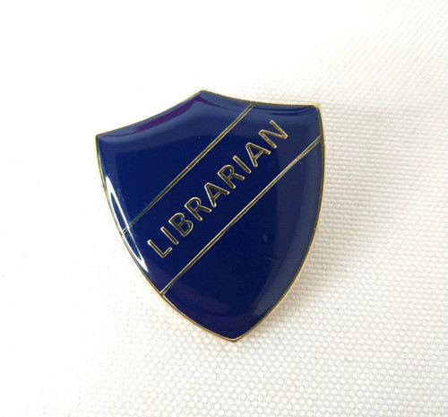 Librarian shield pin - librarian, badge