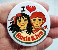 I LOVE (HEART) ROSIE and JIM ROUND FRIDGE MAGNET -  RETRO COOL!