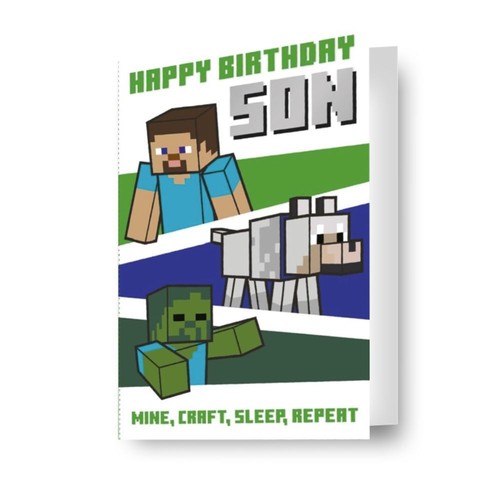 Minecraft son birthday card - son, |