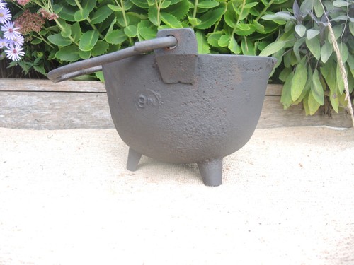 Antique cast iron cauldron - iron,