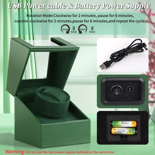 Single watch winder box - box, green
