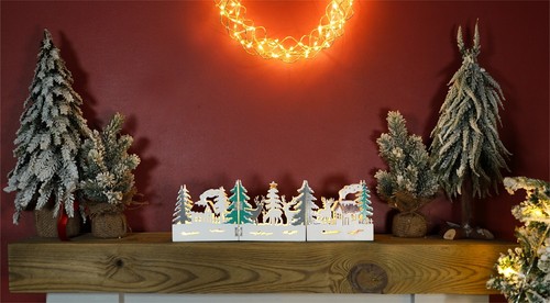Xmas haus festive natural - festive, wood