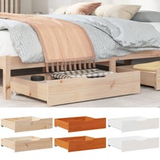 2x Wooden Bed Frame Drawers Under Bed Storage with Wheels 3 Colours