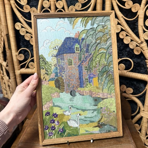 Vintage framed needlepoint - framed,