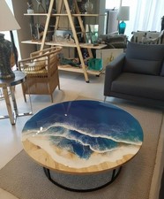 Ocean Blue Epoxy Coffee Table
