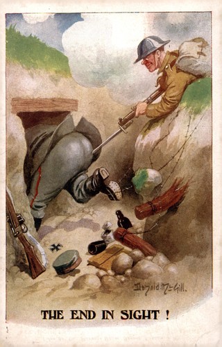 Ww1 comic postcard - ww1, in