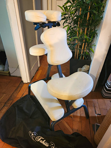 Portable white massage chair - massage,
