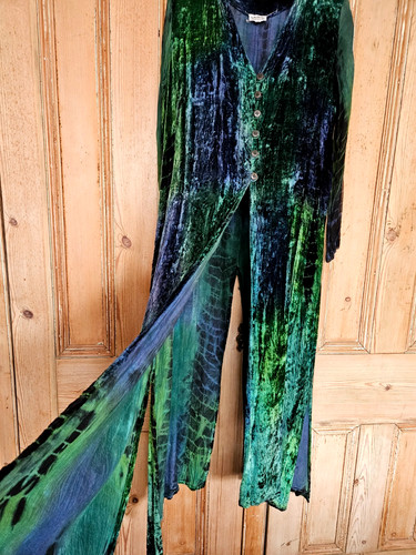 Long green blue velvet - /,