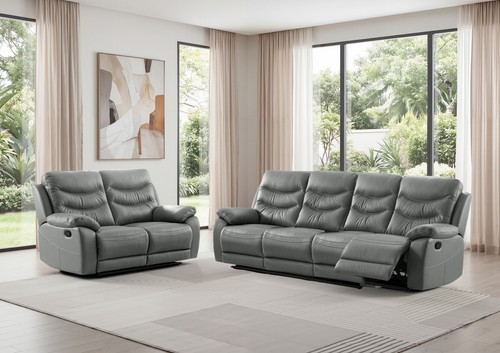 Dark grey italian leather - leather, 4
