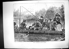 Old Antique Print 1871 Punt