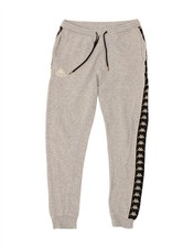 KAPPA Mens Graphic Tracksuit Trousers Joggers Small Grey Colourblock BN15