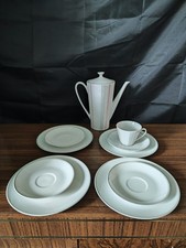 Zeh scherzer bavaria Coffee Pot Pink Grey Stripes 1 Cup 4 Saucers 4 Side Plates 