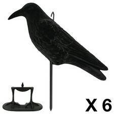 6 x Nitehawk Full Body Flocked Shooting/Hunting Crow Decoy With Feet And Stake