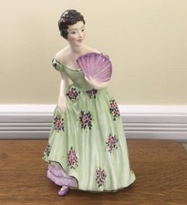 Made in England Radnor Bone China Figurine of Lady in Green & Floral Ball Gown