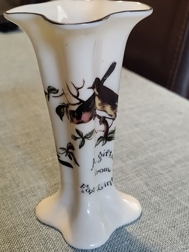 Swan crested china vase - crested,