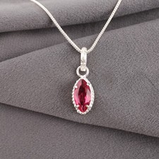 Pink Tourmaline Gemstone Handmade 925 Sterling Silver Jewelry Pendant Gift For