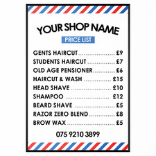 Barber Shop Price List Poster