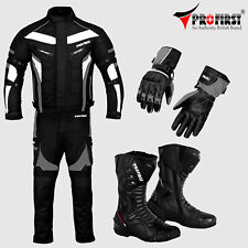 Motorbike Suit Motorcycle Suits Racing Waterproof Set Leather Boots Gloves Armor