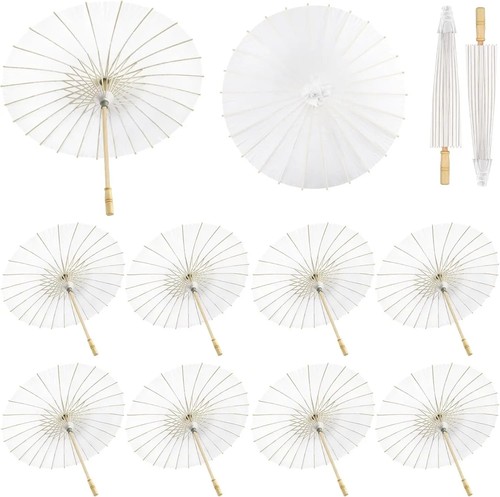 10pcs white paper umbrellas - white,