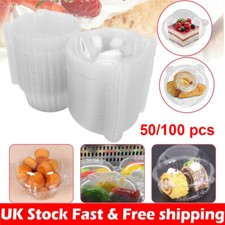 100x SINGLE CUPCAKE BOXES CLEAR MUFFIN HOLDER CASES DOMES CUPS PODS CONTAINERS