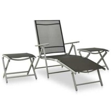 3 Piece Garden Lounge Set Textilene and Aluminium Silver vidaXL