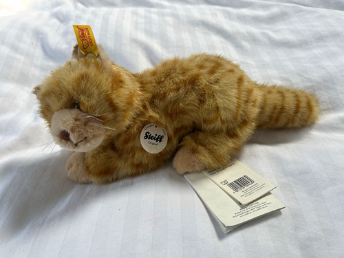 Steiff lying ginger tabby - lying, cat