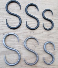 Antique Vintage Iron S Hook Meat Butchers Beam Game Hanging Pots pans Airer Hook