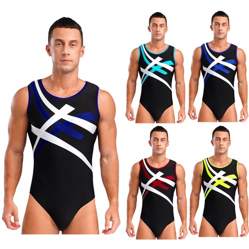 Men gymnastic leotard contrast - men,