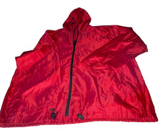 Vintage  Unisex Waterproof Red Packable hooded Jacket in L|L30W26|SKU 6143