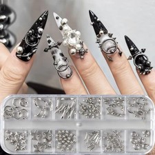 12 Grids Pierced Rivets Y2K Nail Decor Fashion Manicure Accessories