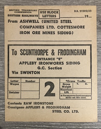 British railways wagon - label,