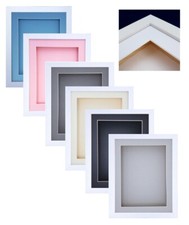 3D Box White Deep RECTANGLE Wood Picture Photo Memorabilia Medal Display Frame