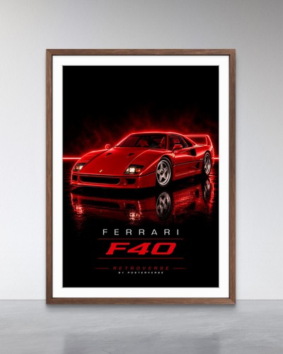 Ferrari f40 retro car poster - car,