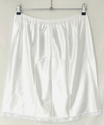 Damart white shiny satin waist - white,