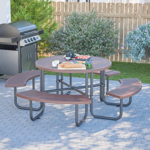 Round metal picnic table - metal,