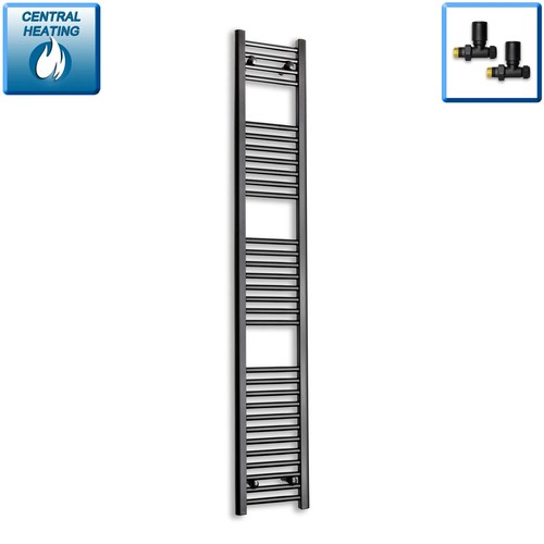 Black heated towel rail - black,